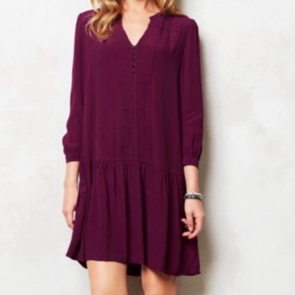 Maeve Anthropologie Eggplant Purple Tunic Dress, Lightweight, Extra Small XS